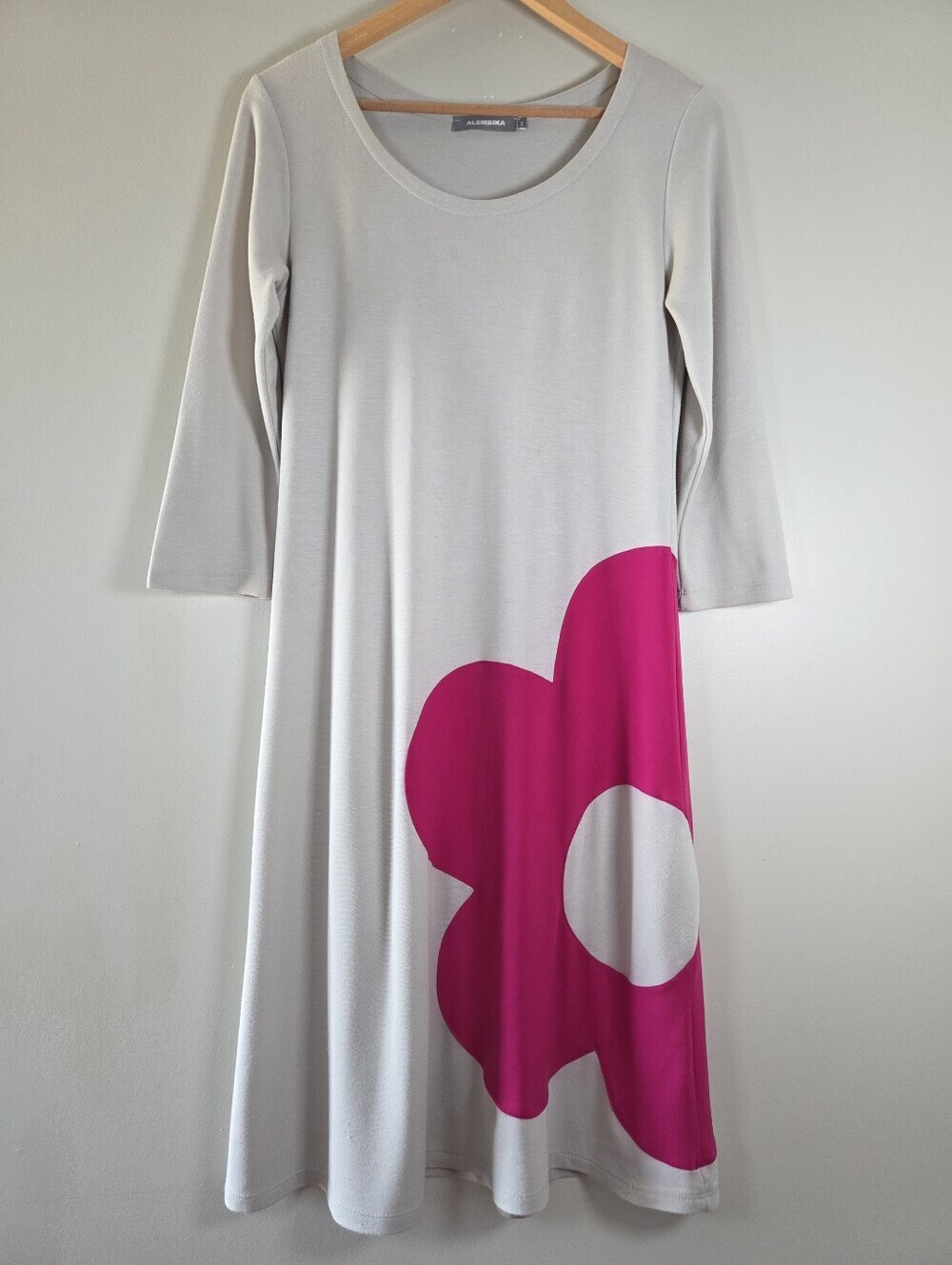 Alembika Midi Boho Gray Dress Size M Hippie Casual Oversized Chic Modern - Picture 3 of 15